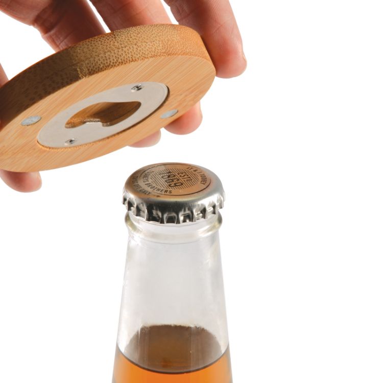 Picture of Discus Bamboo Bottle Opener Coaster 