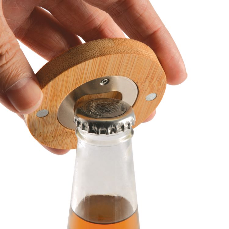 Picture of Discus Bamboo Bottle Opener Coaster 