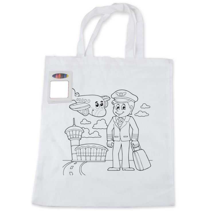 Picture of Colouring Short Handle Cotton Bag & Crayons