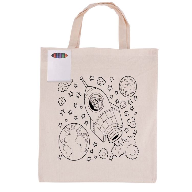 Picture of Colouring Short Handle Calico Bag & Crayons