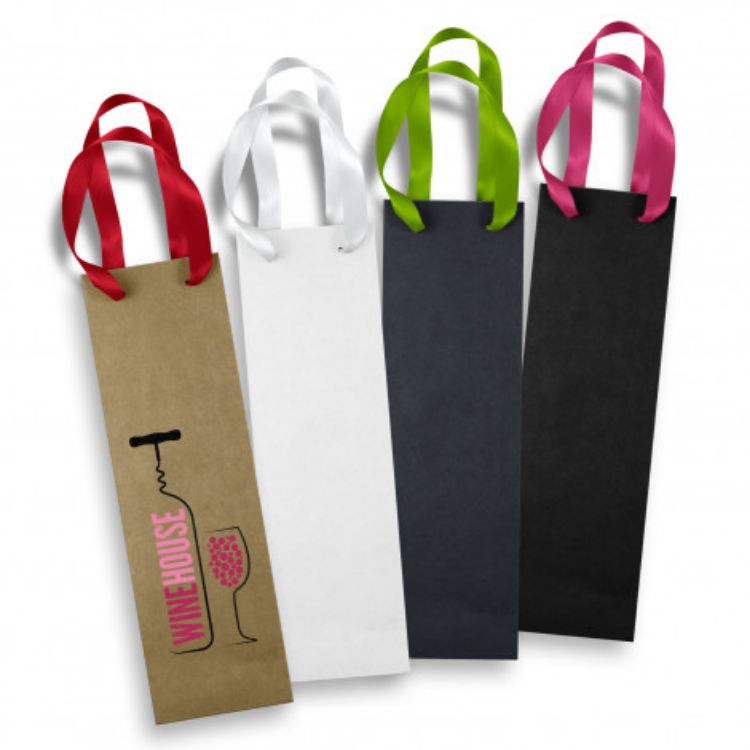 Picture of Wine Ribbon Handle Paper Bag