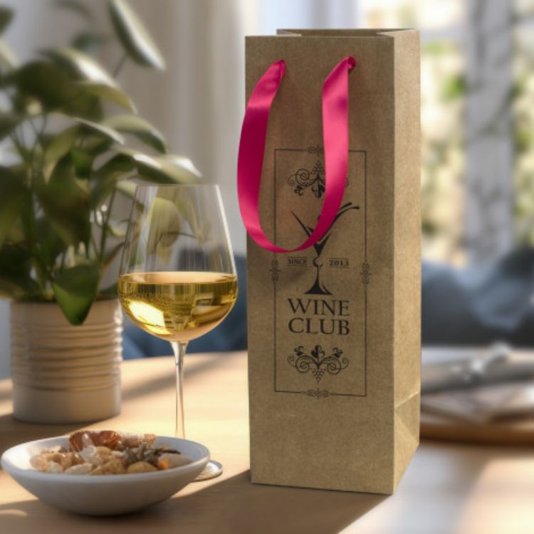 Picture of Champagne Ribbon Handle Paper Bag