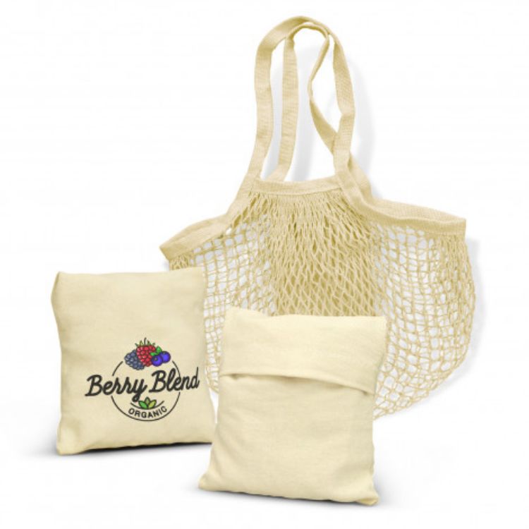 Picture of Cotton Mesh Foldaway Tote Bag
