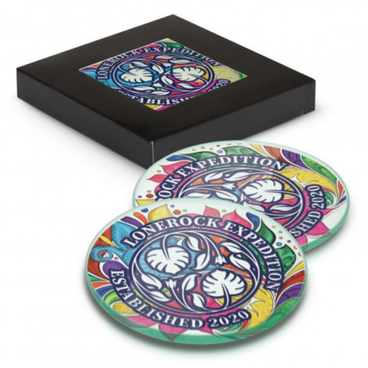 Picture of Venice Glass Coaster Set of 2 Round - Full Colour