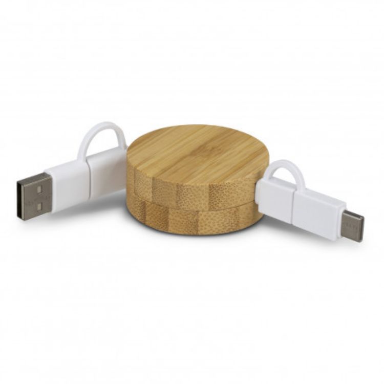 Picture of Bamboo Retractable Charging Cable