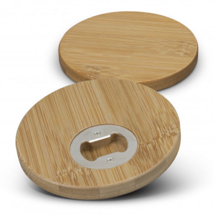 Picture of Bamboo Bottle Opener Coaster Set of 2 - Round