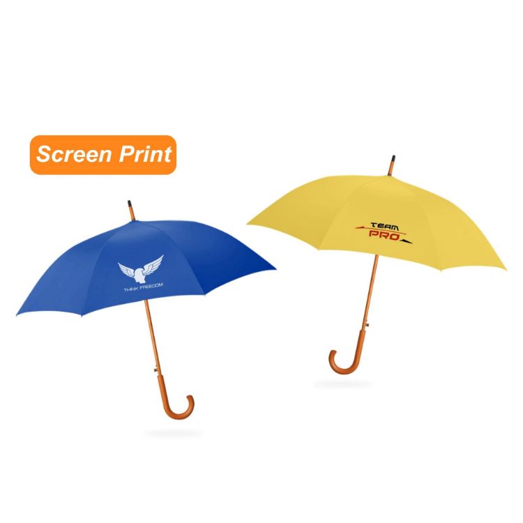 Picture of RPET Wooden Umbrella with Curved Handle