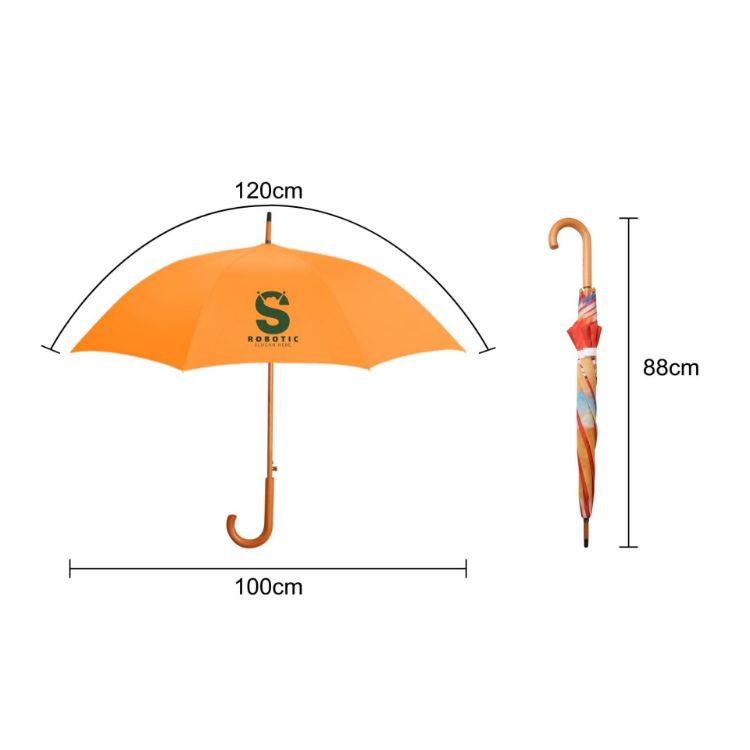 Picture of RPET Wooden Umbrella with Curved Handle