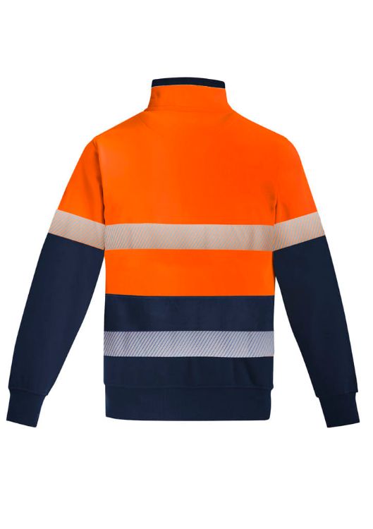 Picture of Mens Orange Flame Hi Vis 1/4 Zip Brushed Fleece Pullover - Hoop Taped