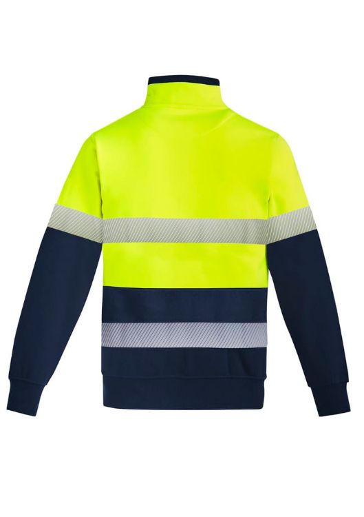 Picture of Mens Orange Flame Hi Vis 1/4 Zip Brushed Fleece Pullover - Hoop Taped
