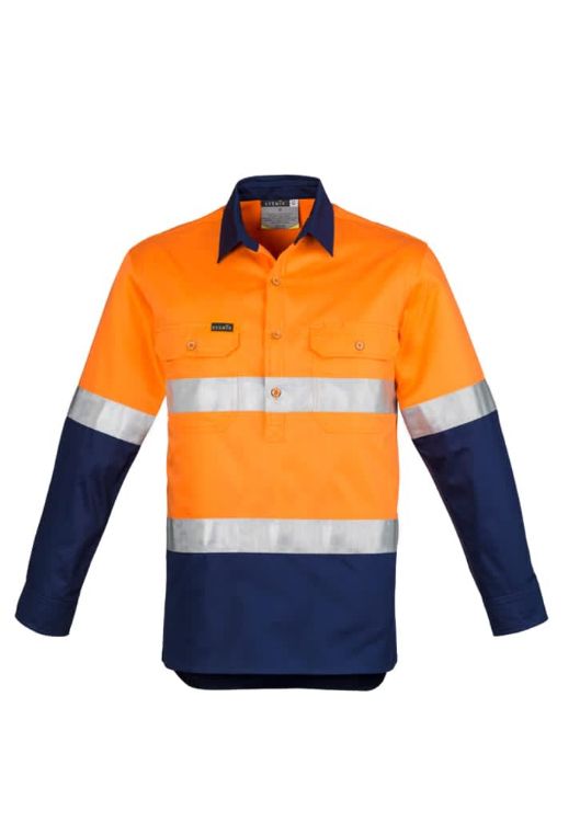 Picture of Mens Closed Front Long Sleeve Shirt - Hoop Taped