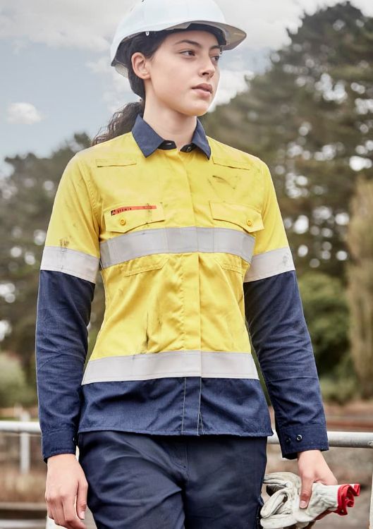 Picture of Womens Orange Flame Lightweight Ripstop Taped Shirt