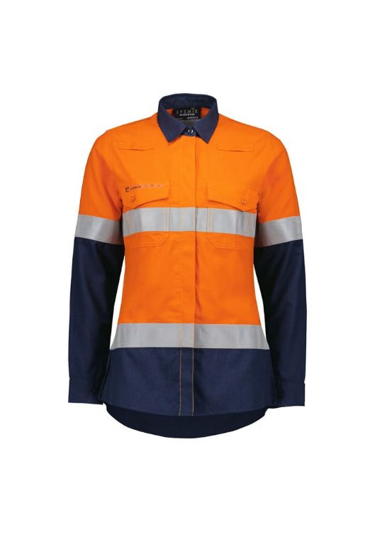 Picture of Womens Orange Flame Lightweight Ripstop Taped Shirt