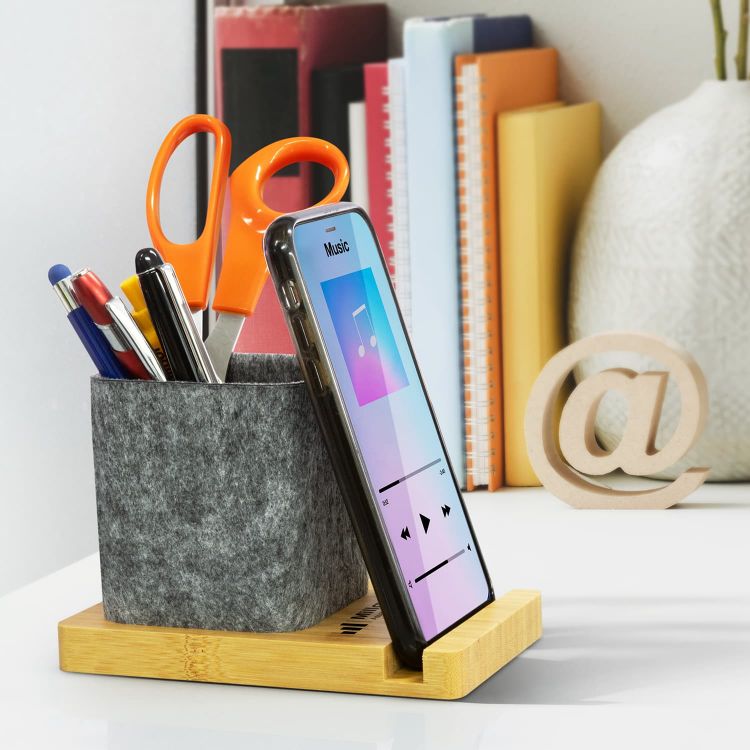 Picture of Bamboo Phone Stand Desk Caddy