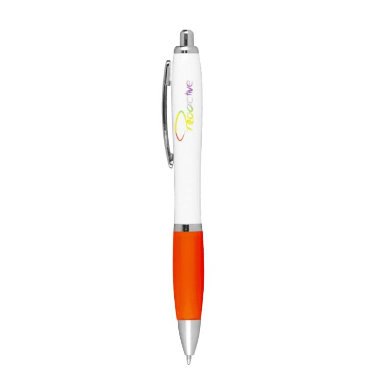 Picture of Nash Ballpoint Pen w/ White Barrel & Coloured Grip