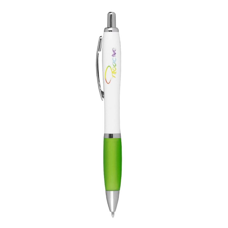 Picture of Nash Ballpoint Pen w/ White Barrel & Coloured Grip