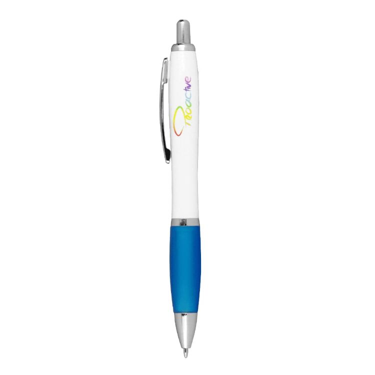Picture of Nash Ballpoint Pen w/ White Barrel & Coloured Grip