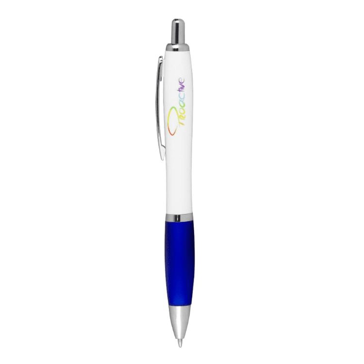 Picture of Nash Ballpoint Pen w/ White Barrel & Coloured Grip