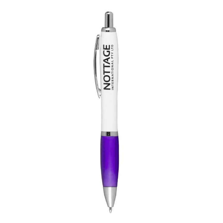 Picture of Nash Ballpoint Pen w/ White Barrel & Coloured Grip