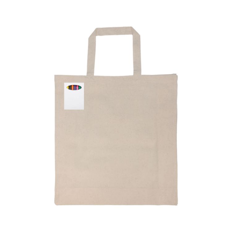 Picture of Colouring Short Handle Calico Bag & Crayons