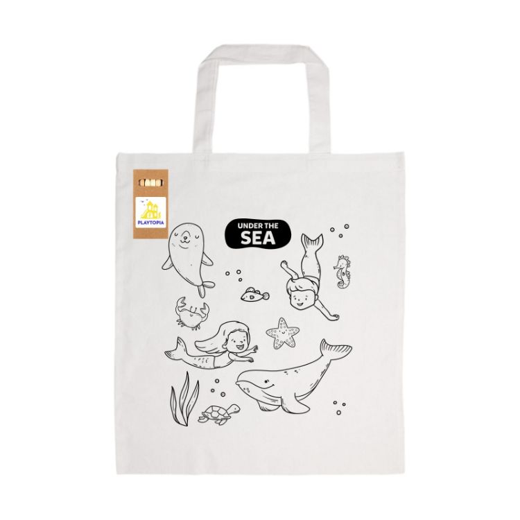 Picture of Colouring Short Handle Cotton Bag & Pencils