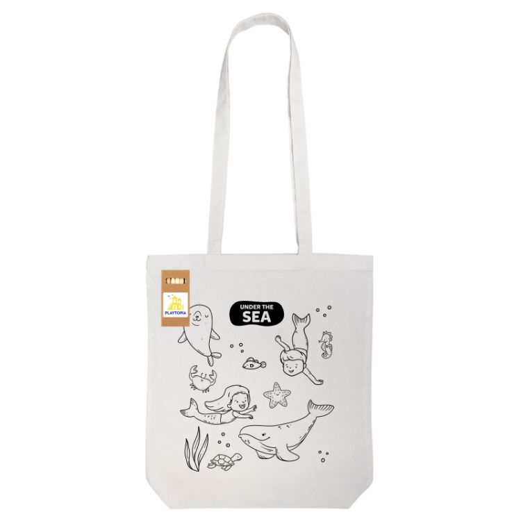 Picture of Colouring Long Handle Cotton Bag & Pencils