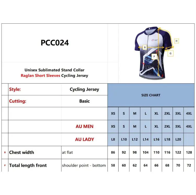Picture of Unisex Sublimated Stand Collar  Raglan Short Sleeves Cycling Jersey