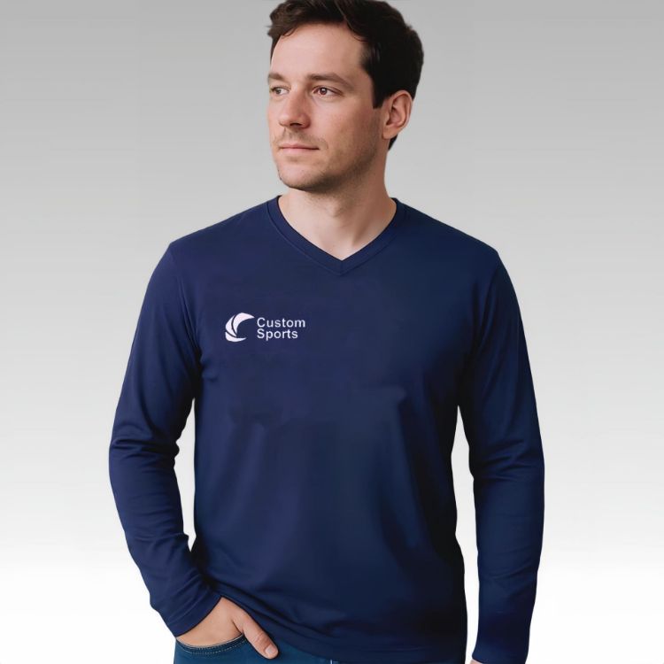 Picture of Unisex Adults RPET Micro Mesh Sublimated V-Neck Long Sleeves Shirt