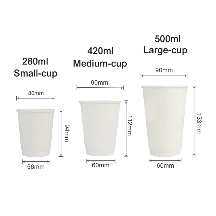 Picture of PLA Double Wall Compostable Paper Cups with Cup Sleeve