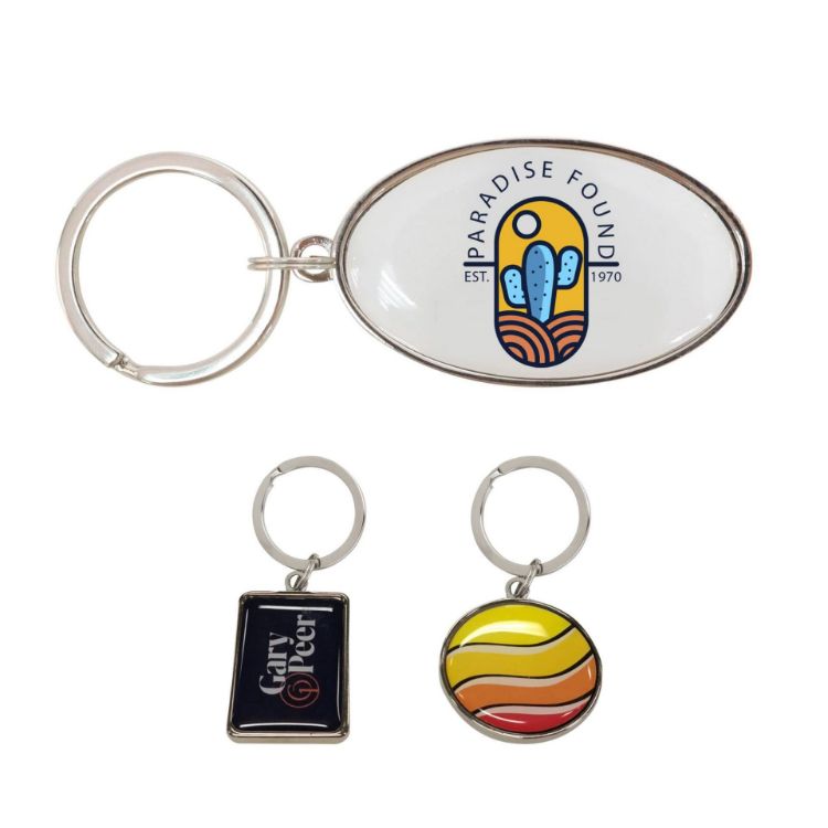 Picture of Custom Shaped Metal Epoxy Domed Keyring