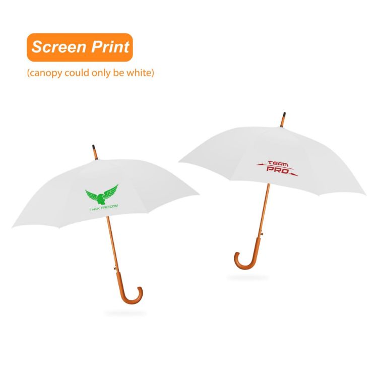 Picture of RPET Wooden Umbrella with Curved Handle