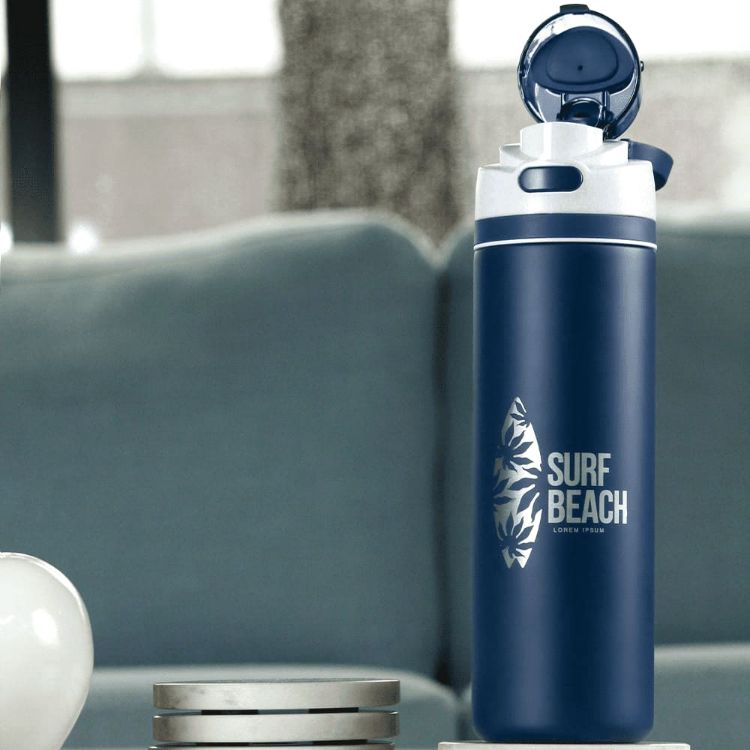 Picture of Elvin 900ml Recycled Stainless Flip Straw Bottle
