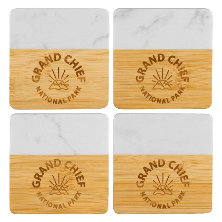Picture of Marble & Bamboo Coaster