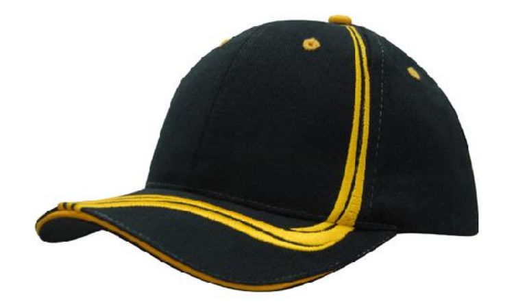 Picture of Brushed Heavy Cotton Cap with Waving Stripes on Crown & Peak