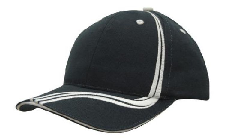 Picture of Brushed Heavy Cotton Cap with Waving Stripes on Crown & Peak