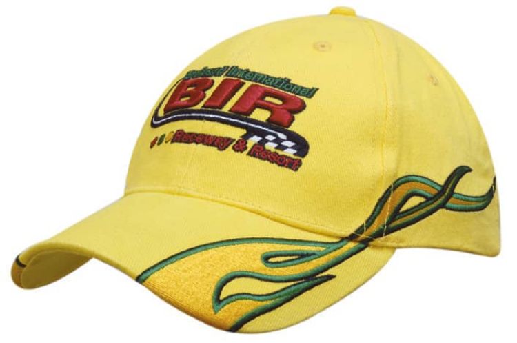 Picture of Brushed Heavy Cotton Cap with Flame Embroidery on Peak & Side