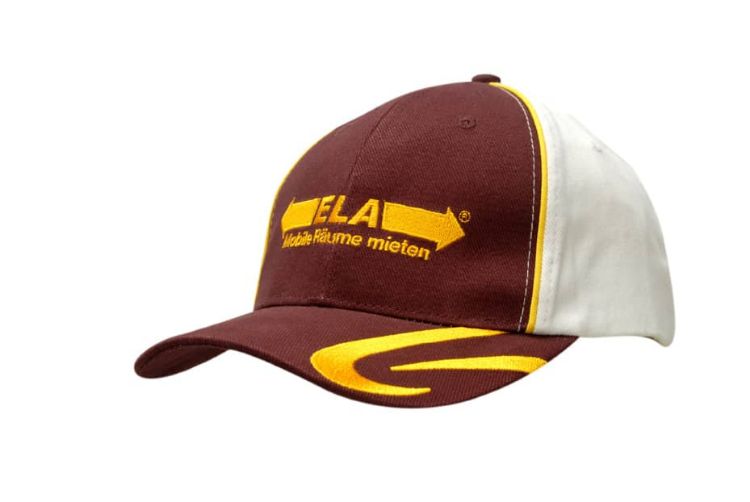 Picture of Brushed Heavy Cotton Cap with Crown Piping & Peak Swirl Embroidery