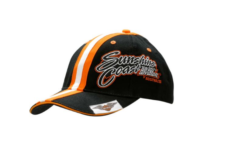 Picture of Brushed Heavy Cotton Cap with Sandwich Trim & Fabric Stripes on Crown & Peak