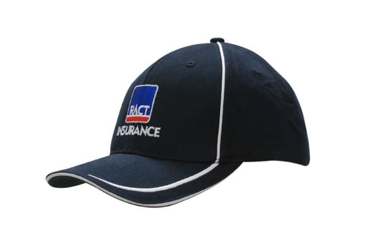 Picture of Brushed Heavy Cotton Cap with Embroidered Lines on Peaking and Piping on Crown